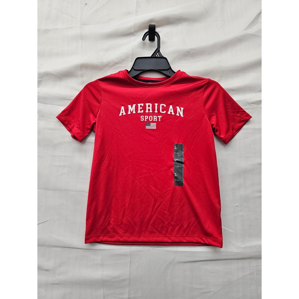 All in Motion Boys American Flag T-Shirt Red Polyester Athletic Size Medium